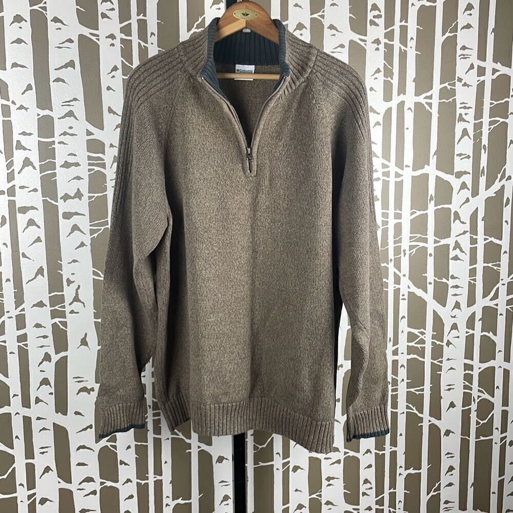Columbia Men’s Cocoa Brown Zip Mock Neck Sweater XL